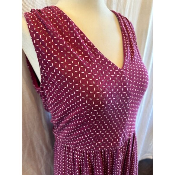 Loft Magenta Pink Sleeveless Dress Sz MP Sundress Geometric Casual Tie back - Picture 6 of 9